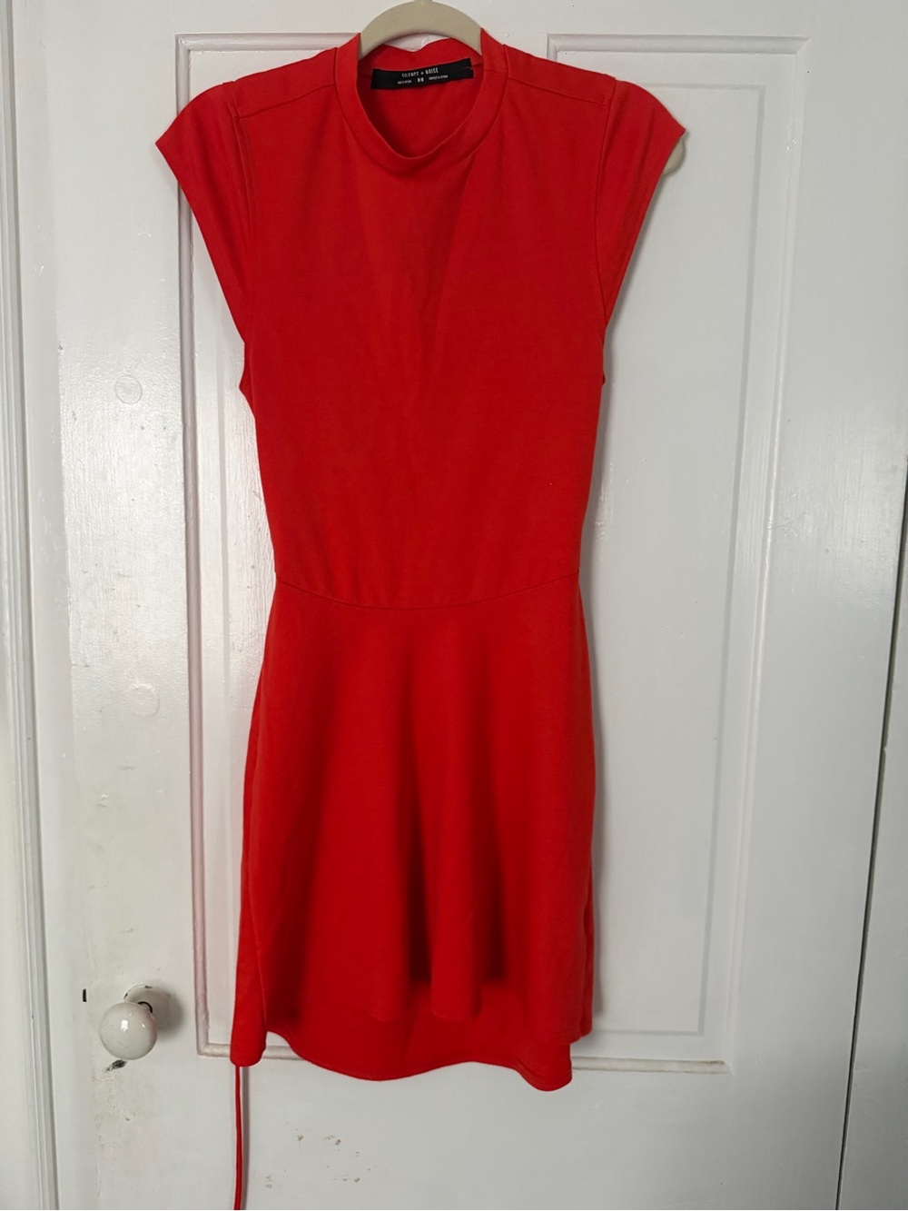 Red Cap-Sleeve Backless Mini Dress